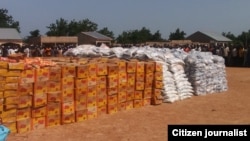 Wasu kayayyakin tallafi da Wata kungiya mai zaman kanta ta kai Gwoza na cihar Borno