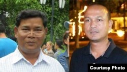 លោក ចាន់ សុវ៉េត មន្ត្រីស៊ើបអង្កេតជាន់ខ្ពស់​អង្គការ​សិទ្ធិ​មនុស្ស​អាដហុក និង​លោក មឿន តុលា មន្ត្រី​កម្មវិធី​សិទ្ធិ​ការងារ​របស់​មជ្ឈមណ្ឌល​អប់រំ​ច្បាប់​សម្រាប់​សហគមន៍។