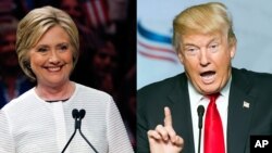 Calon Partai Demokrat Hillary Clinton dan calon Partai Republik Donald Trump menyampaikan pandangan yang bertentangan soal pembantaian Orlando (foto: dok).