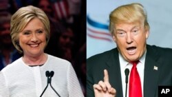 Capres AS dalam Pemilihan Presiden 2016. Dari kiri: Hillary Clinton (Partai Demokrat) dan Donald Trump (Partai Republik).