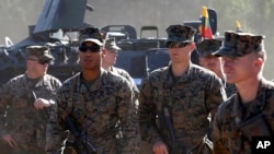 រូបឯកសារ៖ ទាហាន​សហរដ្ឋ​អាមេរិក​ចូល​រួម​ក្នុង​សម​យុទ្ធ​យោធា​មួយ​ នៅប្រទេស​លីទុយ​អានី កាល​ពី​ឆ្នាំ​២០១៥។