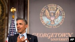 Le président Barack Obama, au sommet sur la pauvreté à l'université de Georgetown à Washington, D.C. (AP Photo/Pablo Martinez Monsivais)