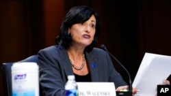 FILE - Dr. Rochelle Walensky, director of the Centers for Disease Control and Prevention, testifies on Capitol Hill in Washington, March 18, 2021.