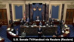 미 상원 본회의장에서 회의를 진행하고 있다. (자료사진)