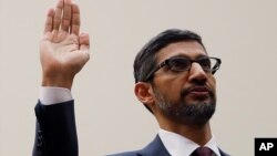 Izvršni direktor kompanije Google Sundar Pichai svjedoči u Kongresu, 11. decembar 2018.