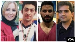 از راست:‌ عزیز قاسم‌زاده، نوید افکاری، آرمان عبدالعالی، و پرستو صالحی