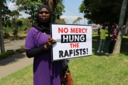 Protester Sakina Majawa works as a producer at Chanco Community Radio Station In Zomba City. (Lameck Masina/VOA)