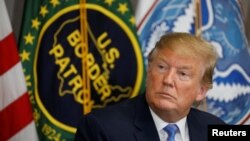 U.S. President Donald Trump participates in a roundtable discussion on immigration and border security at the U.S. Border Patrol Calexico Station before visiting the U.S.-Mexico border in Calexico, California, April 5, 2019. 