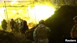Ukrainian artillery operates in a position near Bakhmut