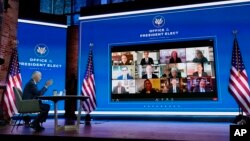 ប្រធានាធិបតីជាប់​ឆ្នោត​លោក Joe Biden ចូលរួម​កិច្ចប្រជុំ​អំពី​បញ្ហា​សន្ដិសុខជាតិ ថ្ងៃអង្គារ ទី១៧ ខែវិច្ឆិកា ឆ្នាំ២០២០ នៅ​ក្រុង Wilmington រដ្ឋ Delaware។ 