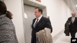 Walter M. Shaub Jr., director of the U.S. Office of Government Ethics walks on Capitol Hill in Washington, Jan. 23, 2017.