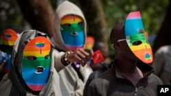 Aktivis gay dan lesbian di Kenya memprotes undang-undang yang melawan homoseksualitas. (Foto: Dok)