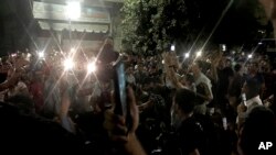 Protesters chant slogans against the regime in Cairo, Egypt, Sept. 21, 2019.