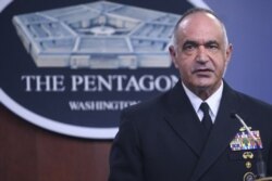 찰스 리처드 미 전략사령관이 14일 워싱턴 국방부 청사에서 기자회견을 했다. 사진 출처: 미 국방부.