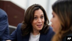 La candidate démocrate à la présidence, la sénatrice Kamala Harris, lors d'une table ronde sur l'immigration à l'Université du Nevada, à Las Vegas, le 14 juin 2019.