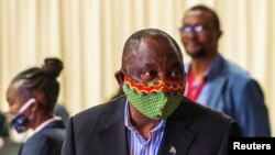 Presiden Afrika Selatan, Cyril Ramaphosa di Johannesburg, Afrika Selatan, 24 April 2020. (Foto: dok).