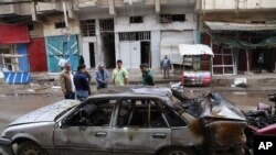 이라크 남부도시 힐라의 차량 폭탄 테러 현장