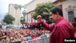 Le président vénézuélien Nicolas Maduro lors d'un rassemblement avec des partisans à Caracas, le 7 novembre 2017.