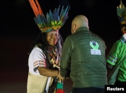 A member of the indigenous Taita community looks on at CATAM military airbase on the day the child survivors of a Cessna 206 plane that crashed in thick jungle were brought in by plane from San Jose del Guaviare, in Bogota, Colombia, June 10, 2023.