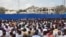 Thousands of Somalis gather to pray at the site of the country's deadliest attack and to mourn the hundreds of victims, at the site of the attack in Mogadishu, Somalia, Oct. 20, 2017.