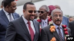 Depuis l'arrivée au pouvoir en 2018 de l'actuel Premier ministre Abiy Ahmed (à g.), deux nouveaux Etats régionaux ont vu le jour: la région Sidama en 2019 et celle du Sud-Ouest en 2021.