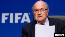 Presiden FIFA Sepp Blatter dalam konferensi pers di Zurich, Swis (30/5). 