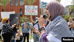 عکس آرشیف از تظاهرات به حمایت از فلسطینیان در دانشگاه ایالتی اریزونا