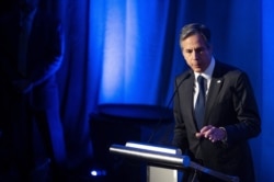 U.S. Secretary of State Antony Blinken delivers remarks at the National Security Commission on Artificial Intelligence Global Emerging Technology Summit in Washington, July 13, 2021.