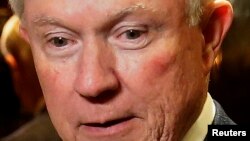 Senator Jeff Sessions (R-AL) arrives in the lobby of Republican president-elect Donald Trump's Trump Tower in New York, New York, U.S. Nov. 14, 2016.