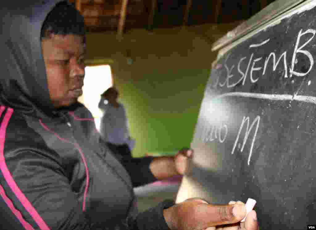  Lungiswa Xangase suffered intense abuse before she arrived at Ikhaya Loxolo (VOA/ D. Taylor) 