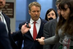 FILE - Sen. Rand Paul, R-Ky., talks to reporters Jan. 28, 2020, on Capitol Hill in Washington.