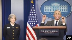 លោក​វេជ្ជបណ្ឌិត Anthony Fauci ថ្លែង​ទៅ​កាន់​សារព័ត៌មាន​នៅ​ក្នុង​សេតវិមាន ក្នុង​រដ្ឋធានី​វ៉ាស៊ីនតោន កាលពី​ថ្ងៃទី៨ ខែកុម្ភៈ ឆ្នាំ២០១៦។