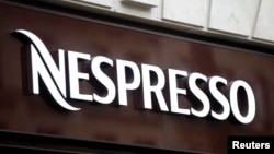 The Nespresso logo is seen on a shop in Paris, France, March 10, 2016. 
