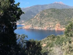 The coast near the western Corsican village of Girolata. (Lisa Bryant/VOA)