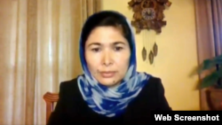 Tursunay Ziyawudun, seorang penyintas kamp konsentrasi Uighur di Xinjiang, memberikan kesaksian di depan Komisi Luar Negeri DPR AS, 6 Mei 2021. 