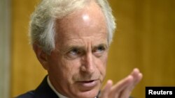 FILE - U.S. Senator Bob Corker, a Tennessee Republican, says that “as a nation we bear some responsibility for what’s happening" with the Syrian migrant problem. 