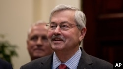 Iowa Gov. Terry Branstad attends an event with governors and President Donald Trump in the Roosevelt Room at the White House in Washington, April 26, 2017. 