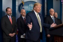 President Donald Trump speaks during a press briefing with the coronavirus task force, at the White House, Tuesday, March 17, 2020, in Washington.