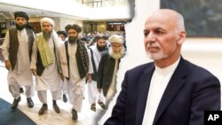 Para perunding Taliban (foto kiri) dan Presiden Ashraf Ghani. 