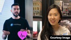 Shown are two winners of the CodeTheCurve hackathon challenge. From left, Ali Serag, leader of the COVIDImpact team, and Christy Xie, from team VRoam. (Photos: CodeTheCurve/Facebook)