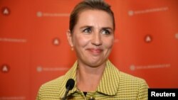 Social Democratic leader Mette Frederiksen delivers a speech in Copenhagen, Denmark, June 6, 2019.