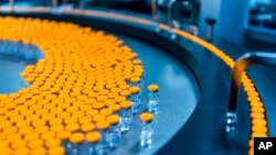 This October 2021 photo provided by Pfizer shows kid-size doses of its COVID-19 vaccine in Puurs, Belgium.