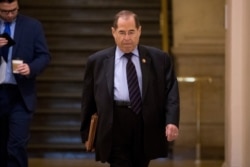 FILE - Judiciary Committee Chairman Jerrold Nadler arrives for a House Democratic caucus meeting on Capitol Hill in Washington, July 10, 2019.