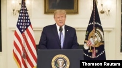 U.S President Donald Trump gives an address a day after his supporters stormed the U.S. Capitol in Washington