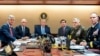 Presiden Donald Trump didampingi (dari kiri), Penasihat Keamanan Nasional Robert O'Brien, Wapres Mike Pence, Menhan Mark Esper, Ketua Kepala Staf Gabungan Jend. Mark Milley dan Wakil Direktur Operasi Khusus Brigjen Marcus Evans, memantau penyerangan atas pemimpin ISIS. (AP)