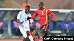 Les Braves Warriors de la Namibie se sont qualifiés pour les ¼ de finale du CHAN 2018, en battant jeudi 1-0 les Cranes ougandais au  Maroc, 18 janvier 2018. (Twitter/CAF)