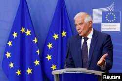 EU Foreign Policy Chief addresses the media on Ukraine crisis in Brussels