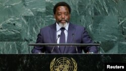Joseph Kabila, président de la République démocratique du Congo (RDC) prononce son discours devant l’Assemblée générale des Nations unies, à New York, 23 septembre 2017.