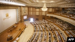 FILE - A general view of the Myanmar parliament in Naypyidaw.