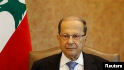 FILE - Lebanese President Michel Aoun is seen at the presidential palace in Baabda, Lebanon, Nov. 7, 2017. 